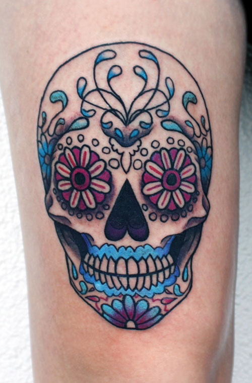 Mexican Gangster Sugar Skull Tattoo Design
