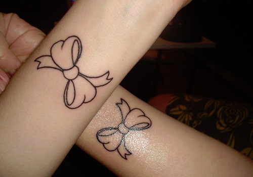Outline Bow Friendship Tattoos For Girls