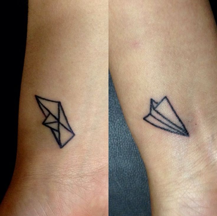 Paper Plane And Paper Boat Friendship Tattoo