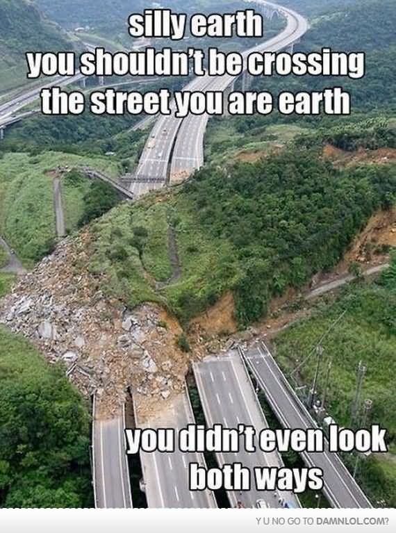 Silly Earth You Shouldn't Be Crossing The Street You Are Earth Funny Nature Meme Picture