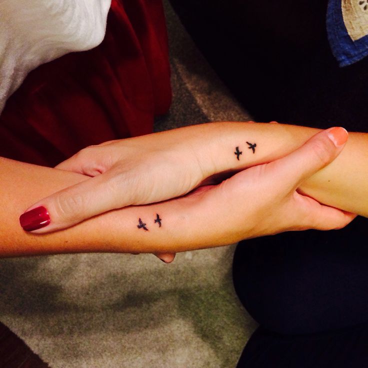 Small Flying Birds Friendship Tattoos On Wrists For Girls