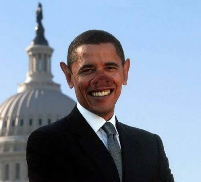 Smiling Obama With Pig Face Funny Photoshopped Image