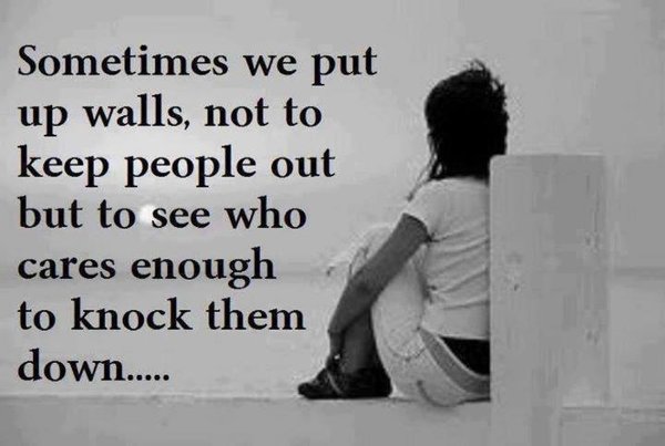 Sometimes you put walls up not to keep people out, but to see who cares enough to break them down.  -  Socrates