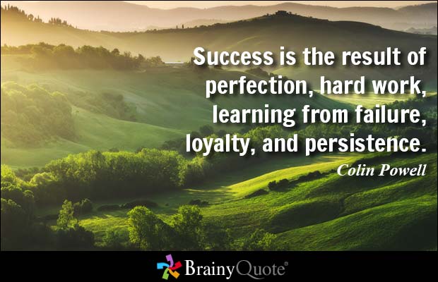 Success is the result of perfection, hard work, learning from failure, loyalty, and persistence.  -  Colin Powell