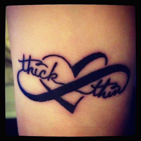 Thick Thin Friendship Heart Infinity Tattoo