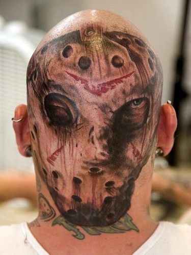 Unique Gangster Skull Tattoo On Head