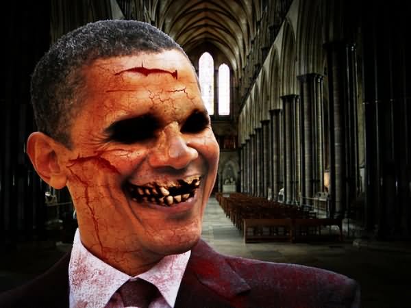 Very Scary Face Barack Obama Photoshop Funny Picture