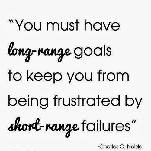 You must have long-range goals to keep you from being frustrated by short-range failures.  -  Charles Noble