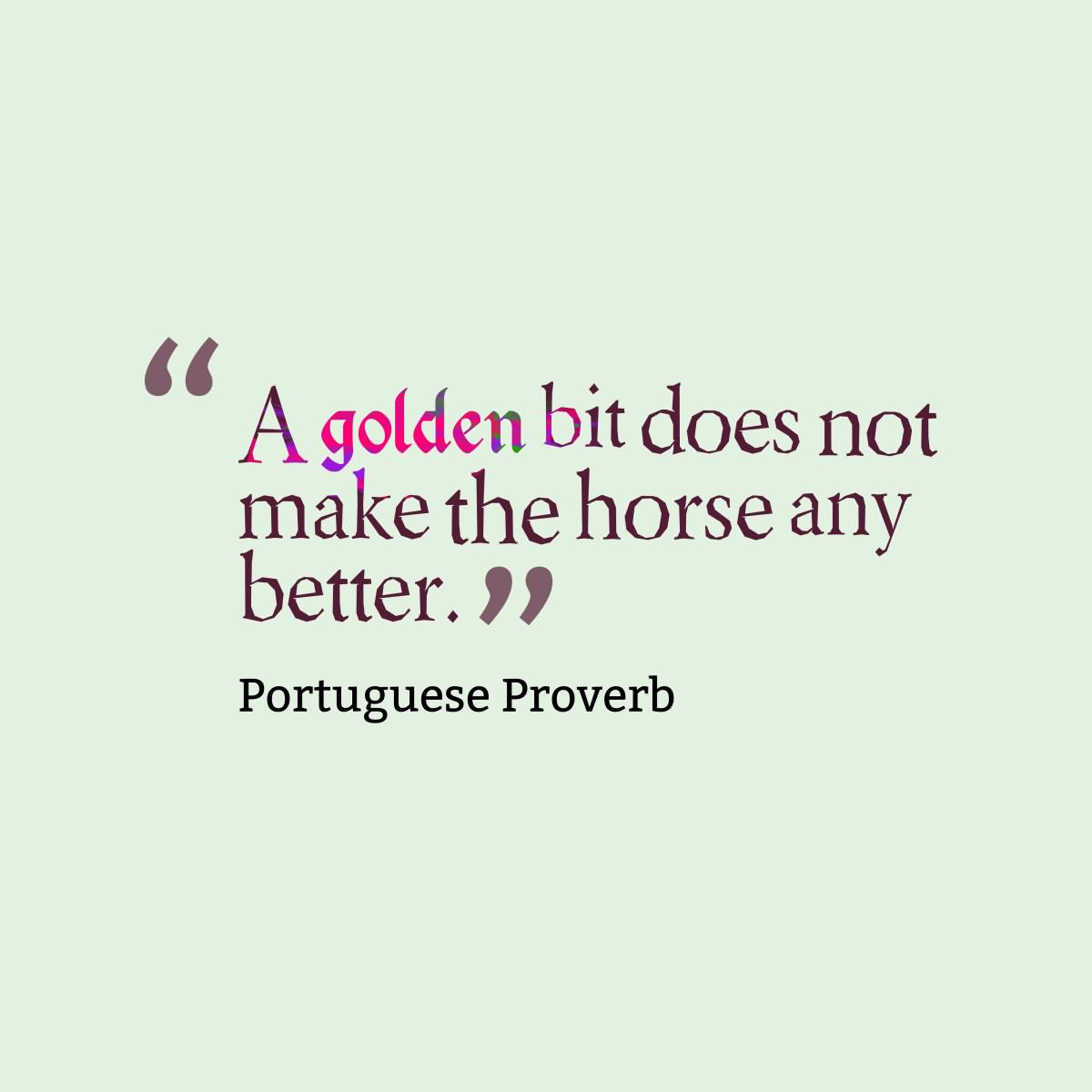 A golden bit does not make the horse any better