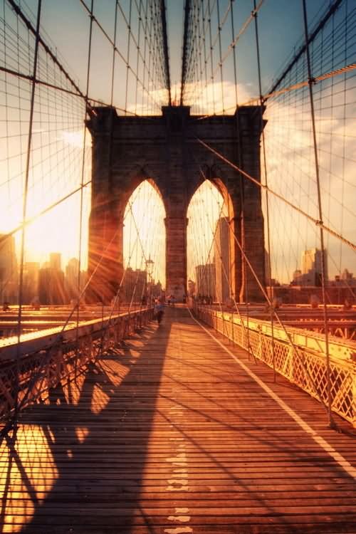 Adorable Sunset View On Brooklyn Bridge