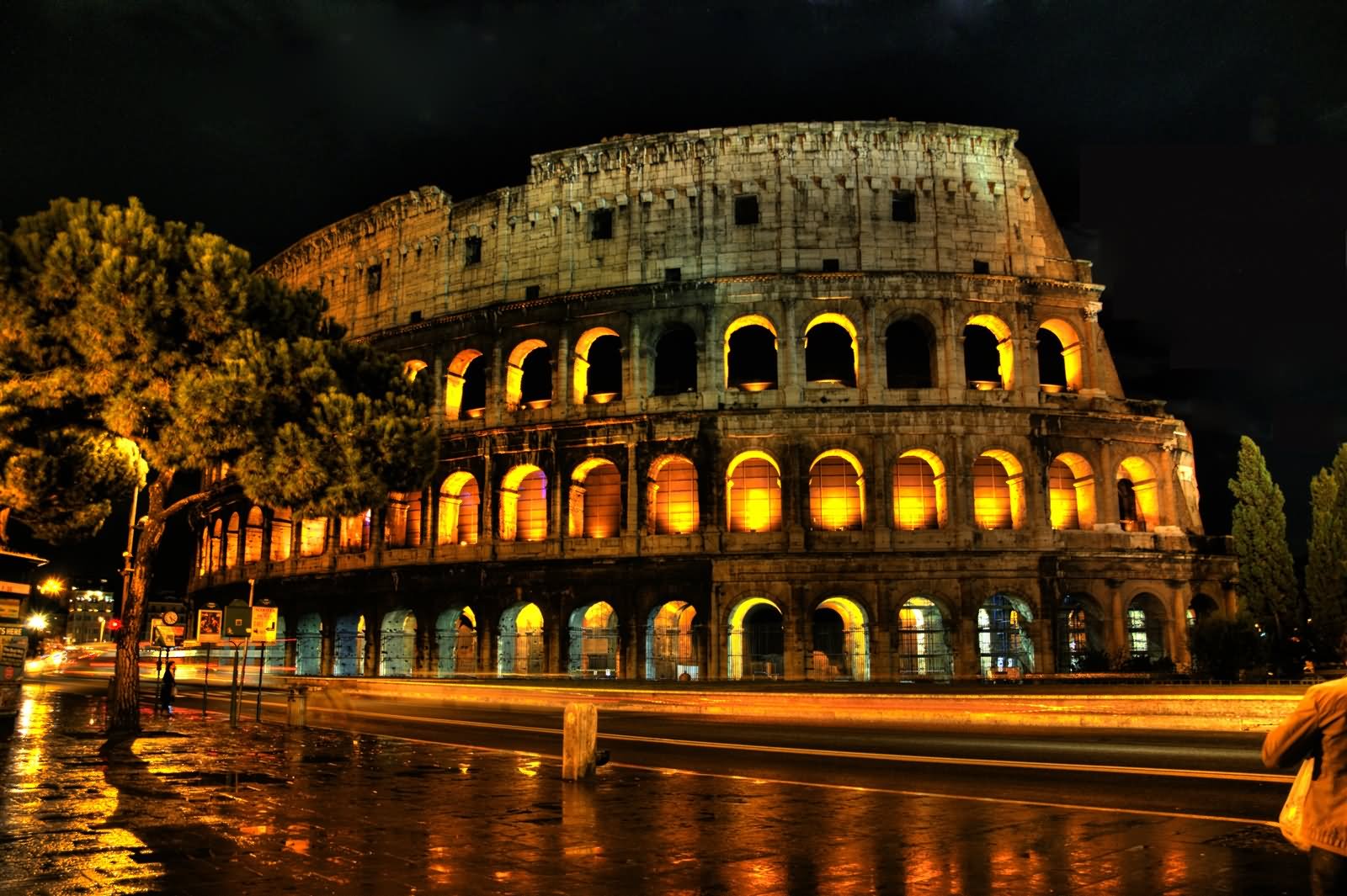 Adorable View Of The Colosseum At Night