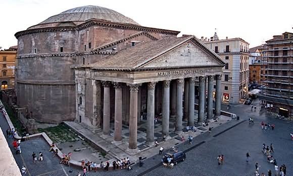 Aerial View Of Pantheon Church, Rome