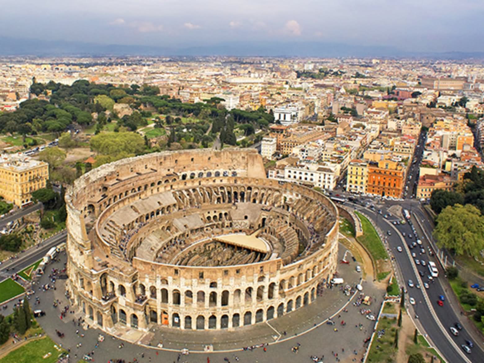 Aerial View Of The Beautiful Colosseum In Rome
