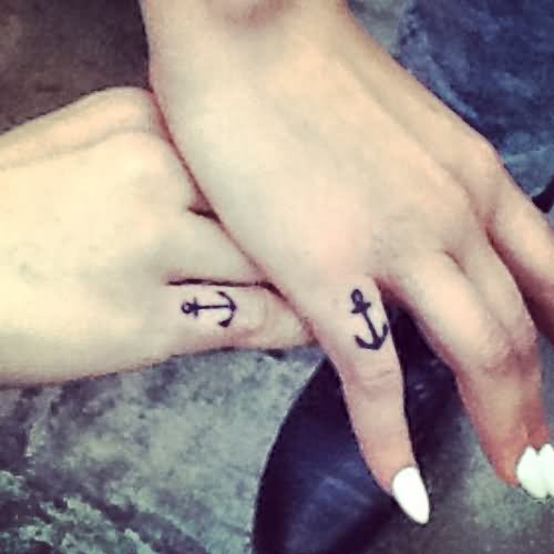 Anchor Friendship Tattoos On Fingers