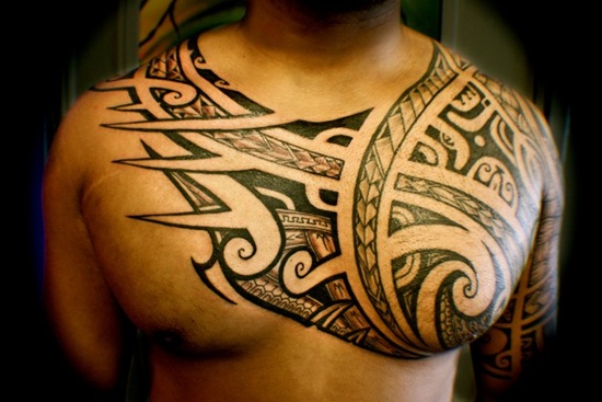 Ancient Hawaiian Pattern Tattoo Design For Man Chest