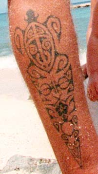 Ancient Hawaiian Turtle Tattoo Design For Leg