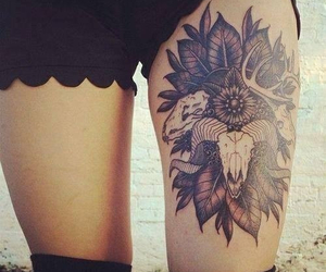 Awesome Hippie Flower Tattoo Design For Thigh