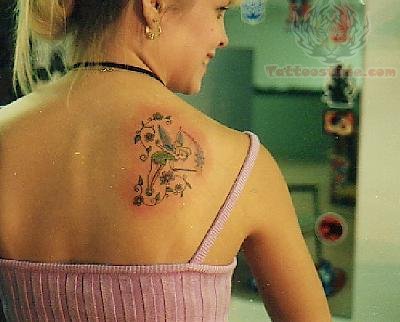 Awesome Tinkerbell Tattoo On Girl Right Back Shoulder