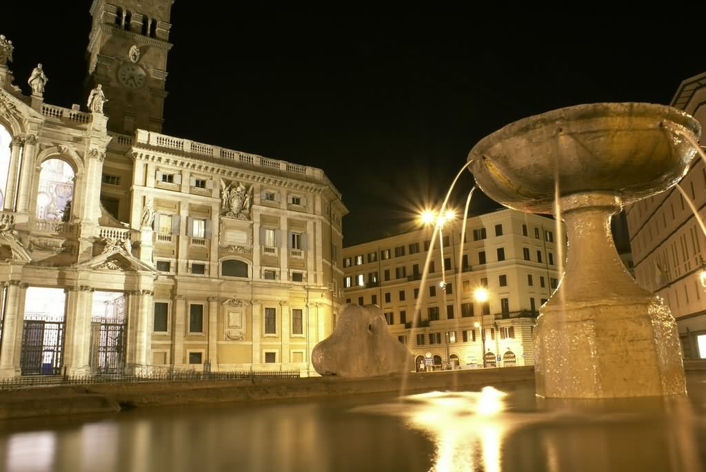 Basilica di Santa Maria Maggiore And Fountain Night View
