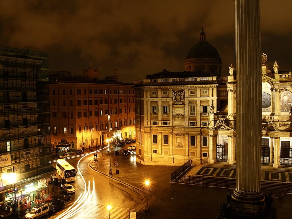 Basilica di Santa Maria Maggiore View With Motion Lights