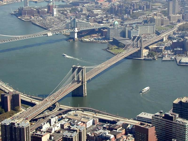 Beautiful Aerial View Of Brooklyn Bridge