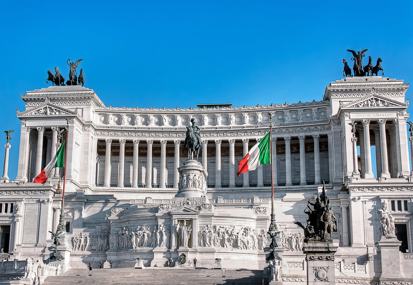 Beautiful Altare della Patria With Italian Tricolor Flags