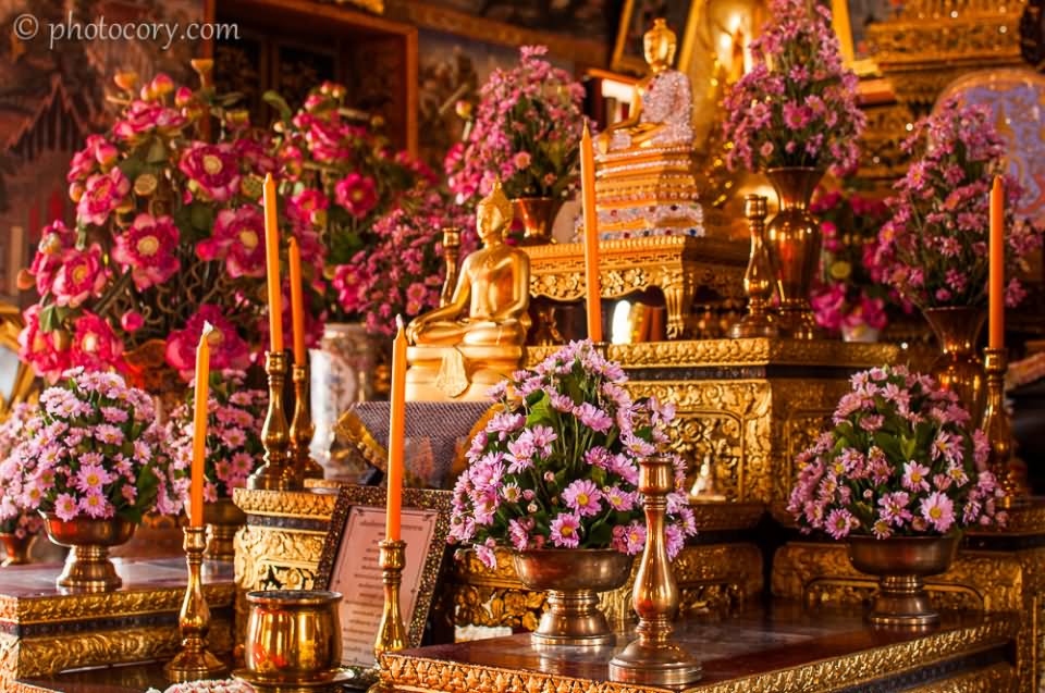 Beautiful Flowers At Wat Arun Temple Inside Picture