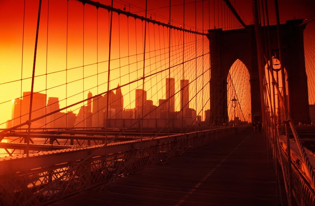 Beautiful Picture Of Brooklyn Bridge At The Time Of Sunset