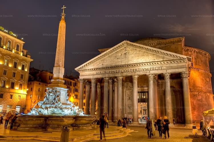 Beautiful Picture Of Pantheon And Fountain At Night