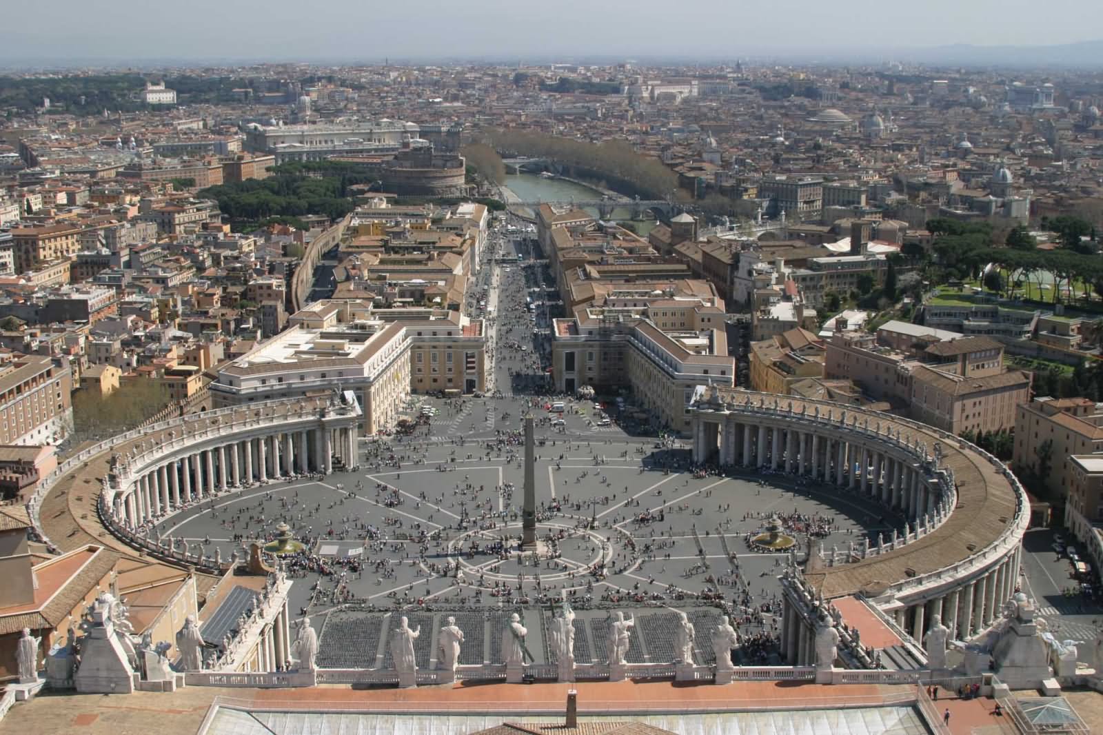 Beautiful St. Peter’s Square View From The Dome Of St. Peter’s Basilica