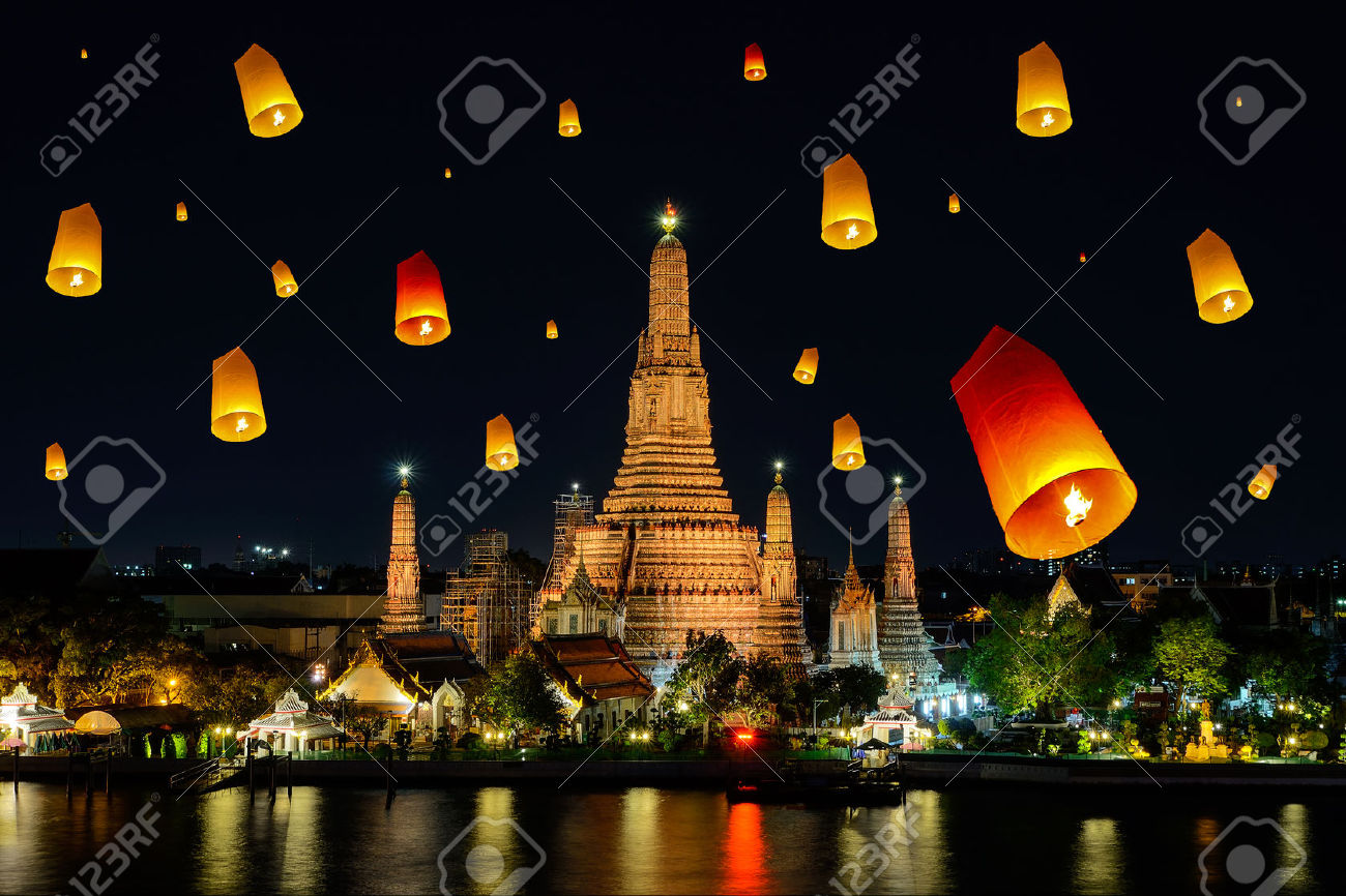 Beautiful View Of Wat Arun Temple At Night