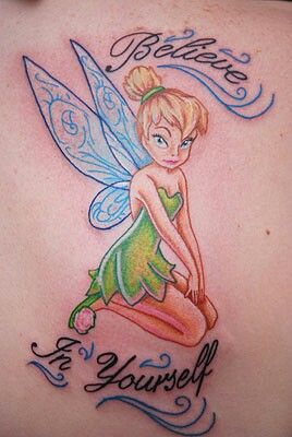 Believe In Yourself - Colorful Tinkerbell Tattoo Design