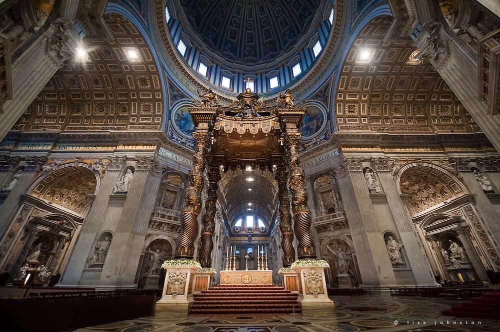 Bernini Bronze Baldacchino Over The Mani Altar Of St. Peter’s Basilica