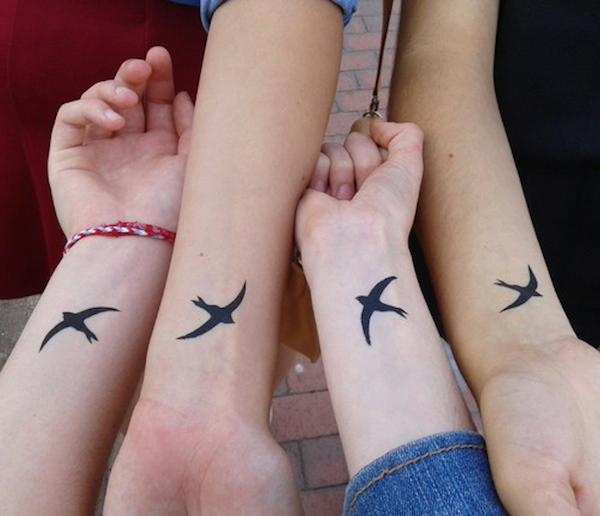 Best Friends Friendship Birds Tattoos On Wrist