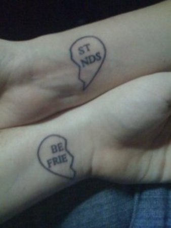 Best Friends Heart Tattoo On Wrist