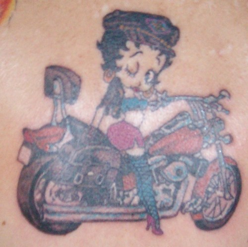 Betty Boop On Motorcycle Tattoo