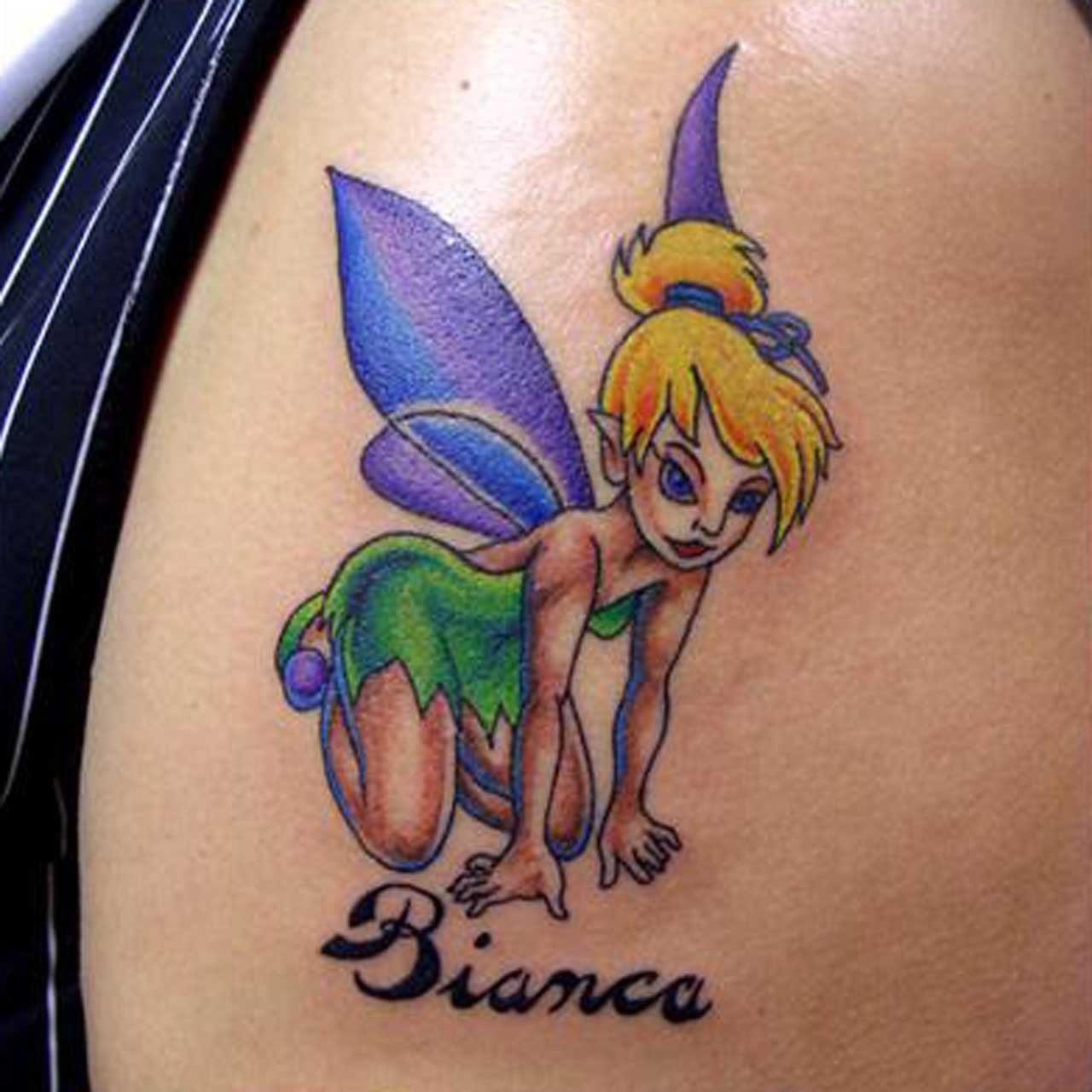 Bianca - Colorful Tinkerbell Tattoo Design For Shoulder