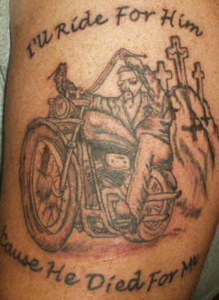 Biker Riding Motorcycle Tattoo