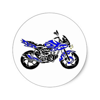 Black And Blue Tribal Motorcycle Tattoo Design
