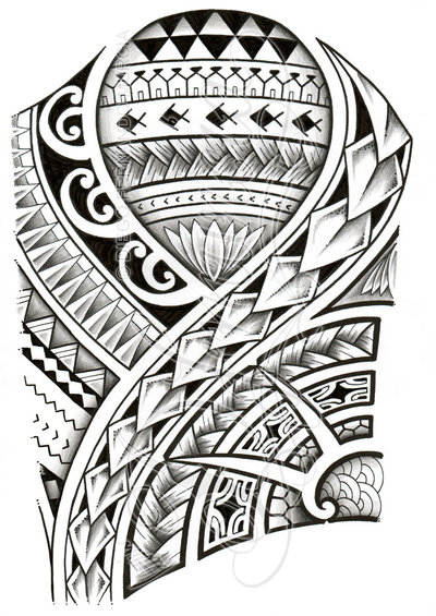 Black And Grey Hawaiian Pattern Tattoo Design By Diego Murcia Gonzalez