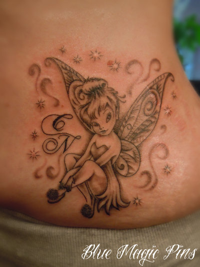 Black And Grey Tinkerbell Tattoo Design By Niels