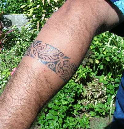Black Hawaiian Arm Band Tattoo Design For Arm
