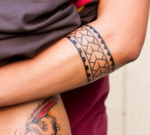 Black Hawaiian Arm Band Tattoo On Arm