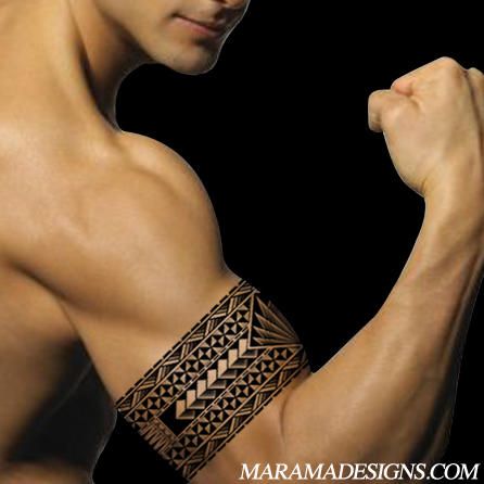 Black Hawaiian Arm Band Tattoo On Man Right Bicep