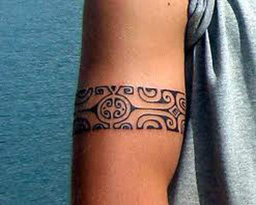 Black Hawaiian Band Tattoo Design For Bicep