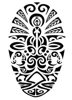 Black Hawaiian Mask Pattern Tattoo Stencil