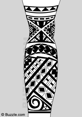 Black Hawaiian Pattern Tattoo Design For Forearm