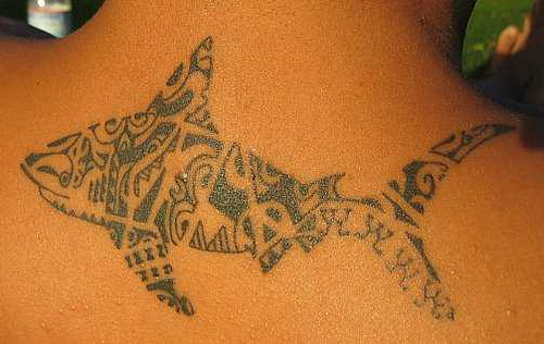 Black Hawaiian Shark Tattoo Design