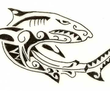 Black Hawaiian Shark Tattoo Stencil