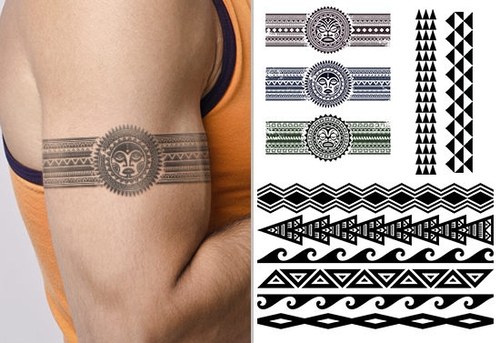 Black Hawaiian Sun Band Tattoo On Right Bicep